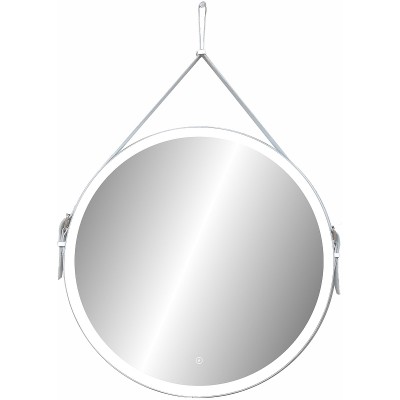 Зеркало Континент Millenium White LED D 500 с сенсором, на ремне из натуральной кожи, белый ЗЛП963
