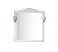 Зеркало ASB-Woodline Салерно 80 с полкой+светильники Белый патина серебро 9691