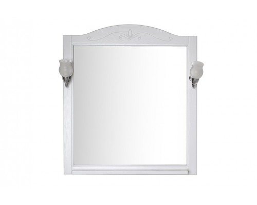 Зеркало ASB-Woodline Салерно 80 с полкой+светильники Белый патина серебро 9691