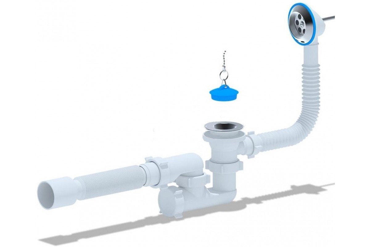 Слив-перелив для ванны АНИ Пласт с выпуском 1 1/2\"*40, с переливом, с ...