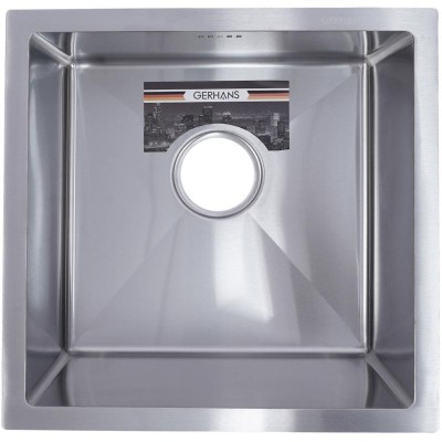 Мойка кухонная GERHANS 44х44 с сифоном, хром RK34444