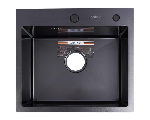 Мойка кухонная GERHANS 50х44 с сифоном, графит RK35044B