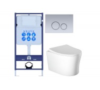 Комплект 4 в 1 (Унитаз подвесной Aquatek Ника AQ2009-00 с микролифтом + Инсталляция Aquatek Standard INS-0000012 + клавиша Aquatek KDI-0000019)