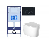 Комплект 4 в 1 (Унитаз подвесной Aquatek Ника AQ2009-00 с микролифтом + Инсталляция Aquatek Standard INS-0000012 + клавиша Aquatek KDI-0000020)