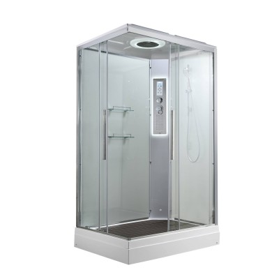 Душевая кабина AvaCan 110х90х220 см K2011LED профиль хром, стекло прозрачное