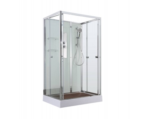 Душевая кабина AvaCan 110х90х208 см V2011N без крыши, профиль хром, стекло прозрачное