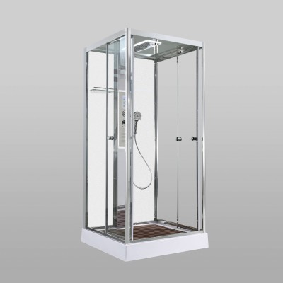 Душевая кабина AvaCan 100х100х220 см Z1910LEDMT профиль хром, стекло прозрачное