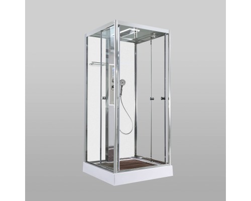 Душевая кабина AvaCan 100х100х220 см Z1910LEDMT профиль хром, стекло прозрачное