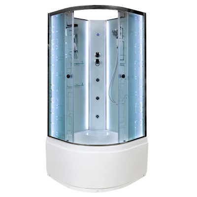 Душевая кабина AvaCan 110х110х208 см EM5011NLED+GM без крыши, профиль хром, стекло с узором