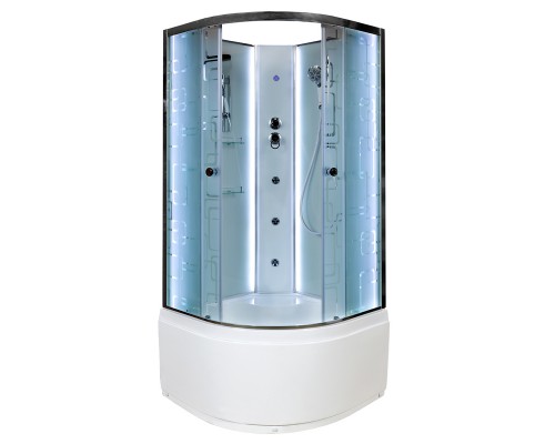 Душевая кабина AvaCan 110х110х208 см EM5011NLED+GM без крыши, профиль хром, стекло с узором