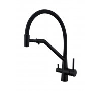 Смеситель Avrora Kitchen AV9009B для кухонной мойки с подключением к фильтру, черный/матовый