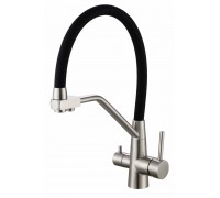 Смеситель Avrora Kitchen AV9006SB для кухонной мойки с подключением к фильтру, нержавеющая сталь