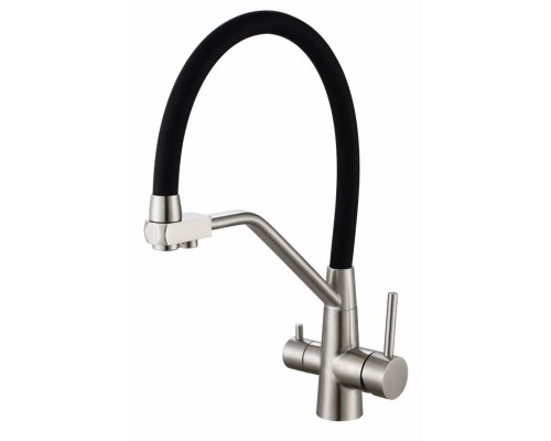 Смеситель Avrora Kitchen AV9006SB для кухонной мойки с подключением к фильтру, нержавеющая сталь