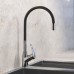 Смеситель Avrora Kitchen AV9007B для кухонной мойки с гибким изливом, хром/черный
