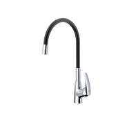 Смеситель Avrora Kitchen AV9007B для кухонной мойки с гибким изливом, хром/черный
