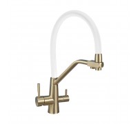 Смеситель Avrora Kitchen AV9006Gold для кухонной мойки с подключением к фильтру, золото