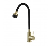 Смеситель Avrora Kitchen AV9001Gold для кухонной мойки с гибким изливом, золото