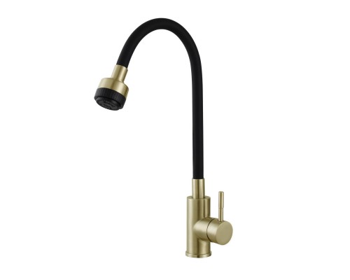 Смеситель Avrora Kitchen AV9001Gold для кухонной мойки с гибким изливом, золото
