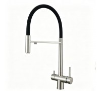 Смеситель Avrora Kitchen AV9016S для кухонной мойки с подключением к фильтру, нержавеющая сталь