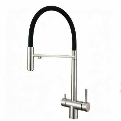 Смеситель Avrora Kitchen AV9016S для кухонной мойки с подключением к фильтру, нержавеющая сталь
