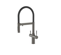 Смеситель Avrora Kitchen AV9011GM для кухонной мойки с подключением к фильтру, оружейная сталь