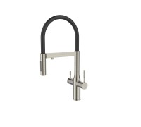 Смеситель Avrora Kitchen AV9011S для кухонной мойки с подключением к фильтру, нержавеющая сталь