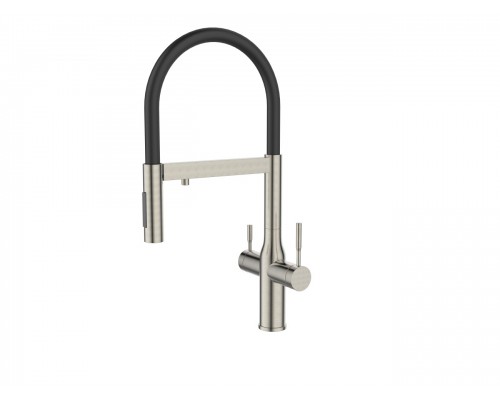 Смеситель Avrora Kitchen AV9011S для кухонной мойки с подключением к фильтру, нержавеющая сталь