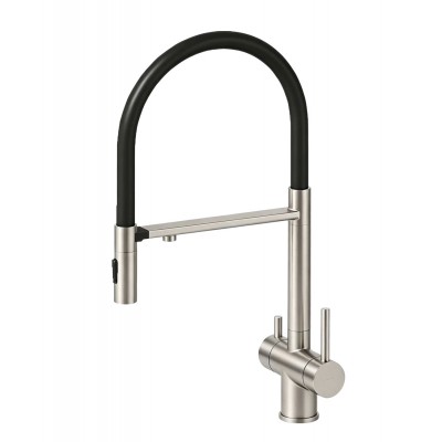 Смеситель Avrora Kitchen AV9017S для кухонной мойки с подключением фильтра, нержавеющая сталь
