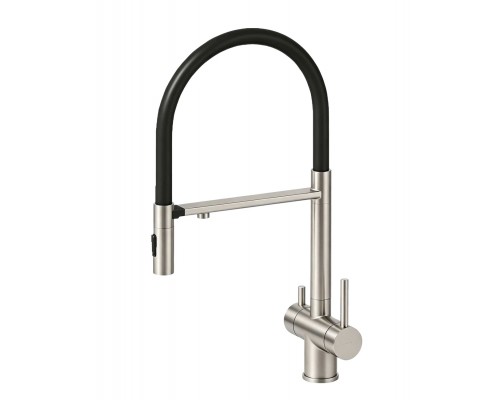 Смеситель Avrora Kitchen AV9017S для кухонной мойки с подключением фильтра, нержавеющая сталь