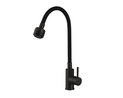 Смеситель Avrora Kitchen AV9001B для кухонной мойки с гибким изливом, черный/матовый