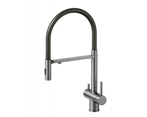 Смеситель Avrora Kitchen AV9017GM для кухонной мойки с подключением к фильтру, оружейная сталь