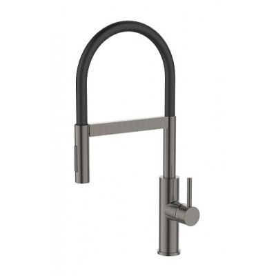 Смеситель Avrora Kitchen AV9014GM для кухонной мойки с гибким изливом, оружейная сталь