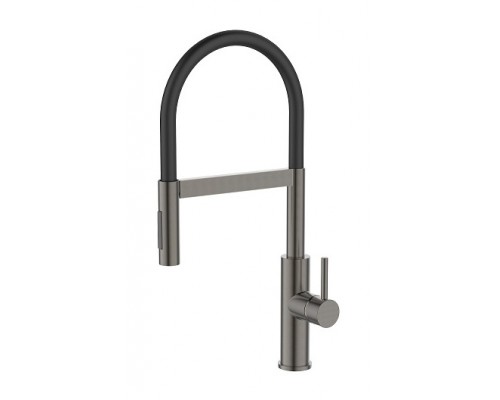 Смеситель Avrora Kitchen AV9014GM для кухонной мойки с гибким изливом, оружейная сталь