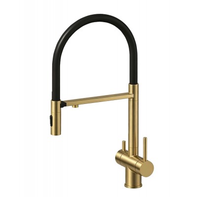 Смеситель Avrora Kitchen AV9017Gold для кухонной мойки с подключением к фильтру, золото