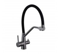 Смеситель Avrora Kitchen AV9006GM для кухонной мойки с подключением к фильтру, графит