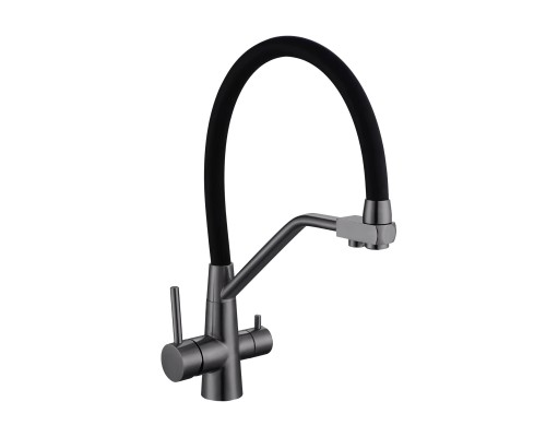 Смеситель Avrora Kitchen AV9006GM для кухонной мойки с подключением к фильтру, графит