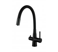 Смеситель Avrora Kitchen AV9008B для кухонной мойки с подключением к фильтру, черный/матовый