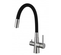Смеситель Avrora Kitchen AV9008S для кухонной мойки с подключением к фильтру, нержавеющая сталь