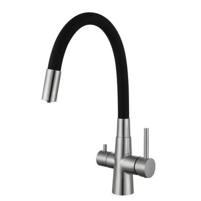 Смеситель Avrora Kitchen AV9008S для кухонной мойки с подключением к фильтру, нержавеющая сталь