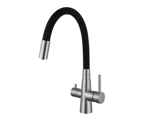 Смеситель Avrora Kitchen AV9008S для кухонной мойки с подключением к фильтру, нержавеющая сталь