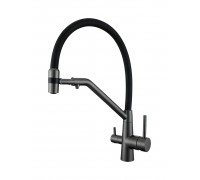 Смеситель Avrora Kitchen AV9009GM для кухонной мойки с подключением к фильтру, оружейная сталь