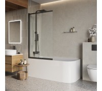 Шторка для ванны BelBagno Luce 90x145 LUCE-VF-11-90/145-C-NERO профиль черный/матовый, стекло прозрачное