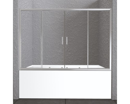 Шторка для ванны BelBagno Unique 150-180х140 UNIQUE-VF-2-150/180-140-C-Cr профиль хром, стекло прозрачное