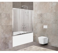 Шторка для ванны BelBagno Unique 150-180х140 UNIQUE-VF-2-150/180-140-P-Cr профиль хром, стекло рифлёное