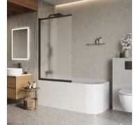 Шторка для ванны BelBagno Luce 90x145 LUCE-VF-11-90/145-P-NERO профиль черный/матовый, стекло рифленое