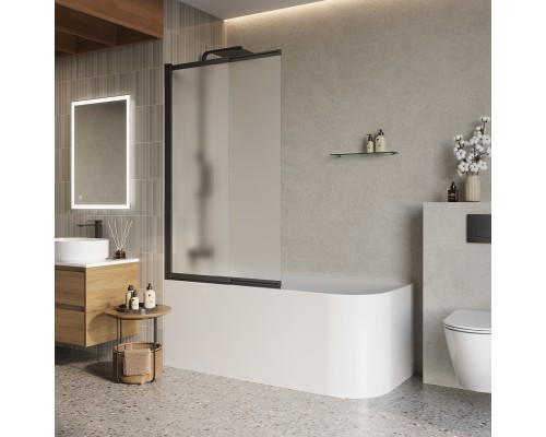 Шторка для ванны BelBagno Luce 90x145 LUCE-VF-11-90/145-P-NERO профиль черный/матовый, стекло рифленое