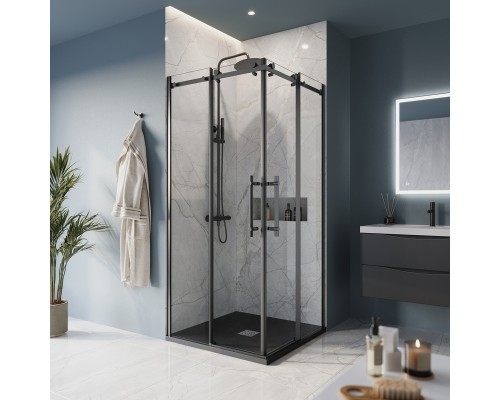 Душевой уголок BelBagno Marino 100x100x195 MARINO-A-2-100-C-NERO профиль черный/матовый, стекло прозрачное