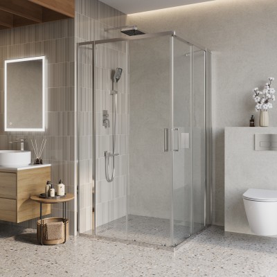 Душевой уголок BelBagno Luce 110x110х195 LUCE-A-22-90+20-C-Cr профиль хром, стекло прозрачное