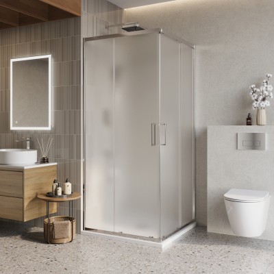 Душевой уголок BelBagno Luce 90x90х195 LUCE-A-2-90-P-Cr профиль хром, стекло рифленое