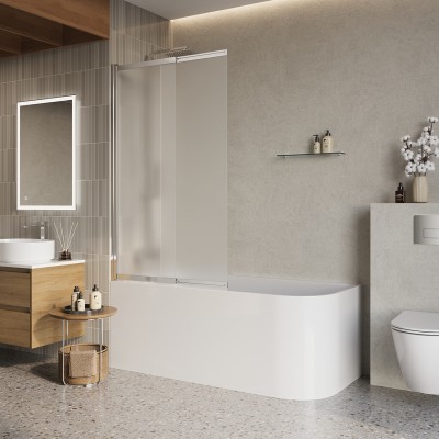 Шторка для ванны BelBagno Luce 90x145 LUCE-VF-11-90/145-P-Cr профиль хром, стекло рифленое